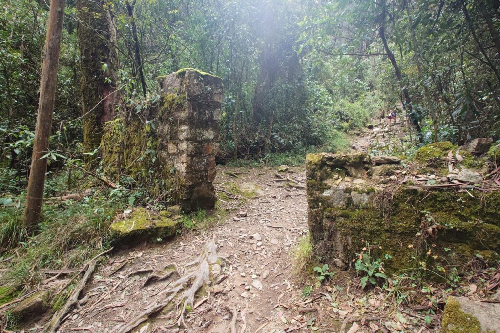 Na stezce Quebrada La Vieja. Zbytky staveb ve svahu